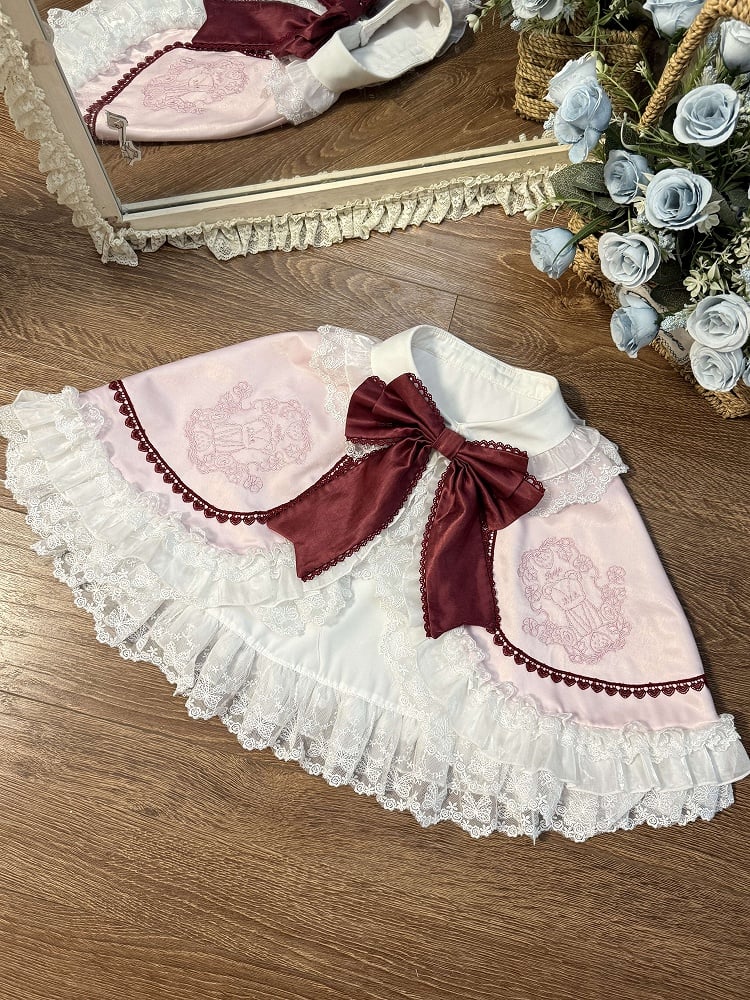 Strawberry OP Dress and Pink Embroidery Teddy Bows Lolita Set Sweet Full