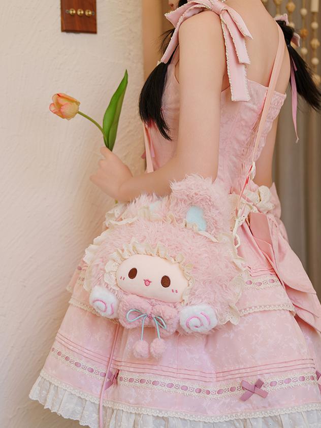 Bead Kawaii Strap Chain Pink Shoulder Bag Plush + Crossbody/Shoulder Bunny