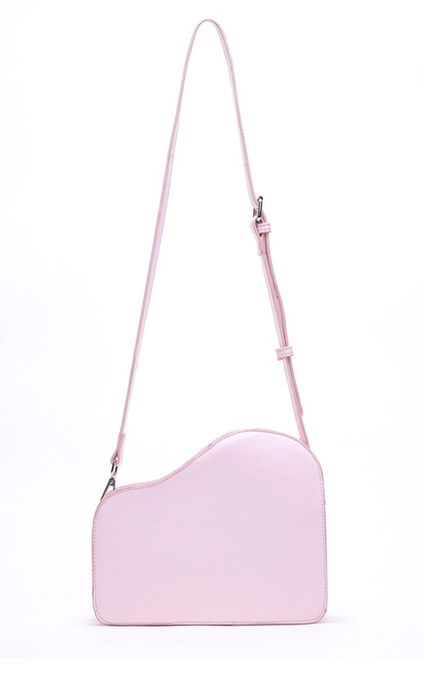 Pink Crossbody Bag With Piano Key Design And Bow Accent Chic