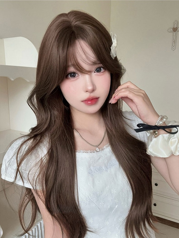 Length Wig Air 71CM With Wavy Bangs Brown