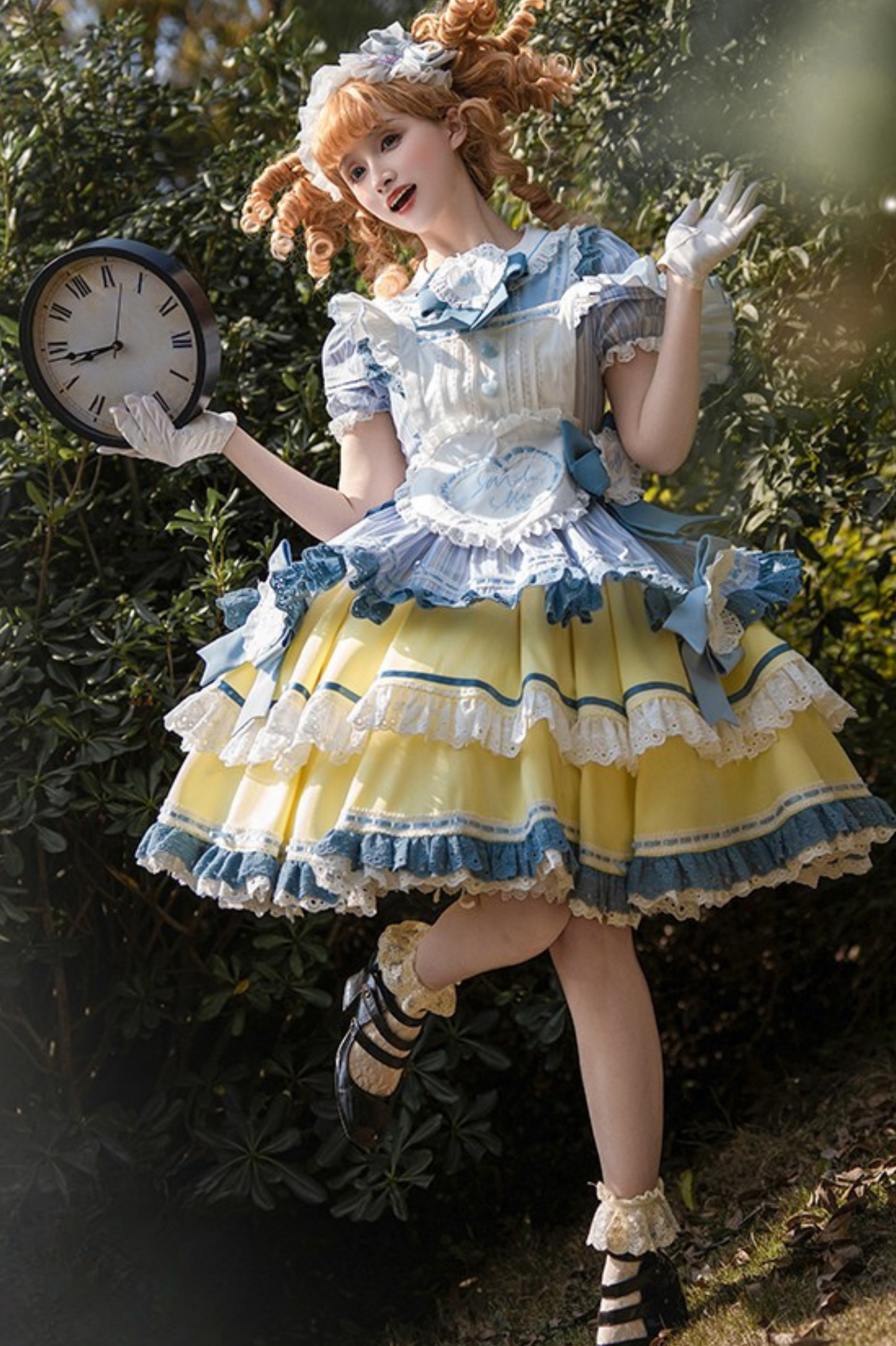 Mädchen Schürze Leichte Rüschen Lolita Kleid +