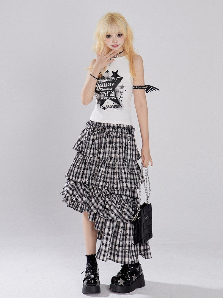 White Star Print Sleeveless Top