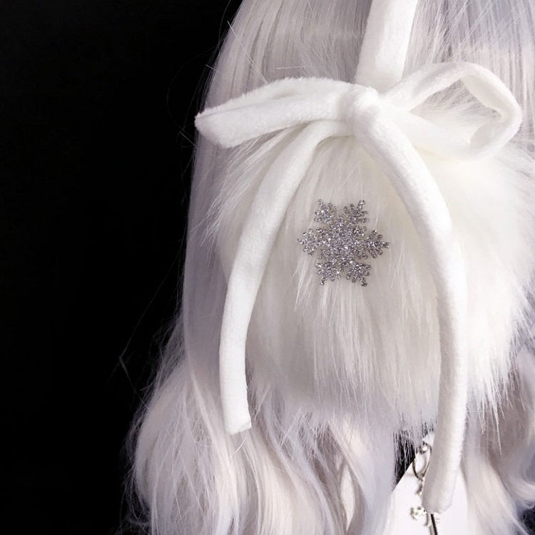 with Bow Plush Details Snowflake White Earmuffs