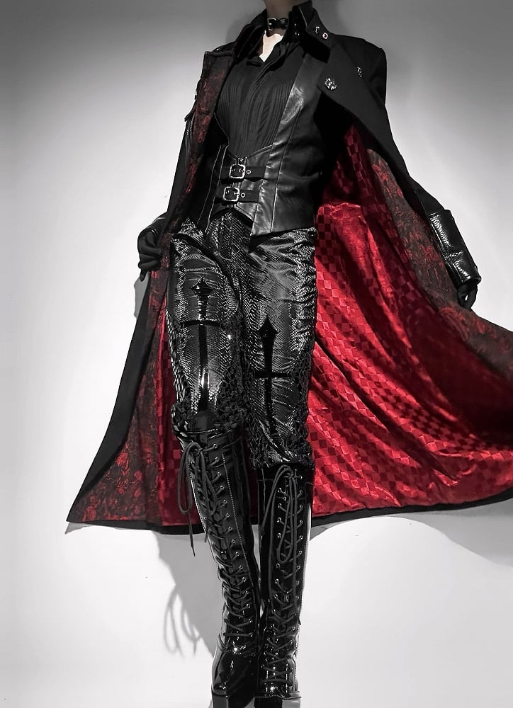 Stiefel Kniehoch Schnürung vorne Schwarz Blockabsatz Plateau Hochglanz Gothic