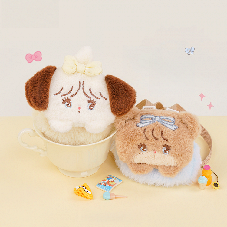 Plushie Chain Brown Cute Teddy Purse Coin Blue Bear-shaped Key