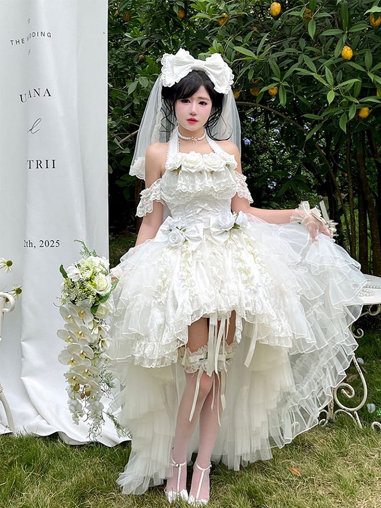 Lace Embellished Corset Romantic Flower Lolita Pink/Purple/White