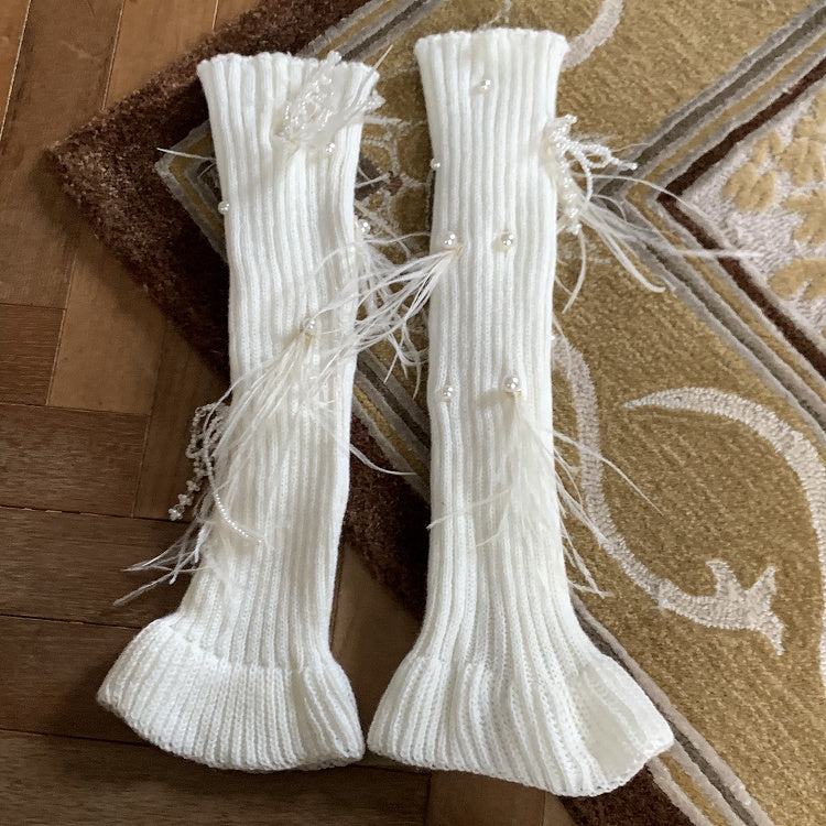 - bead Colors Mid-Calf Warmers with Socks Leg Three and Toe-Loop