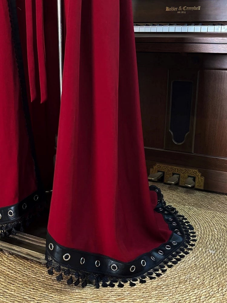 Cape de train bicolore rouge et noir Ouji Lolita - Couronne de roses