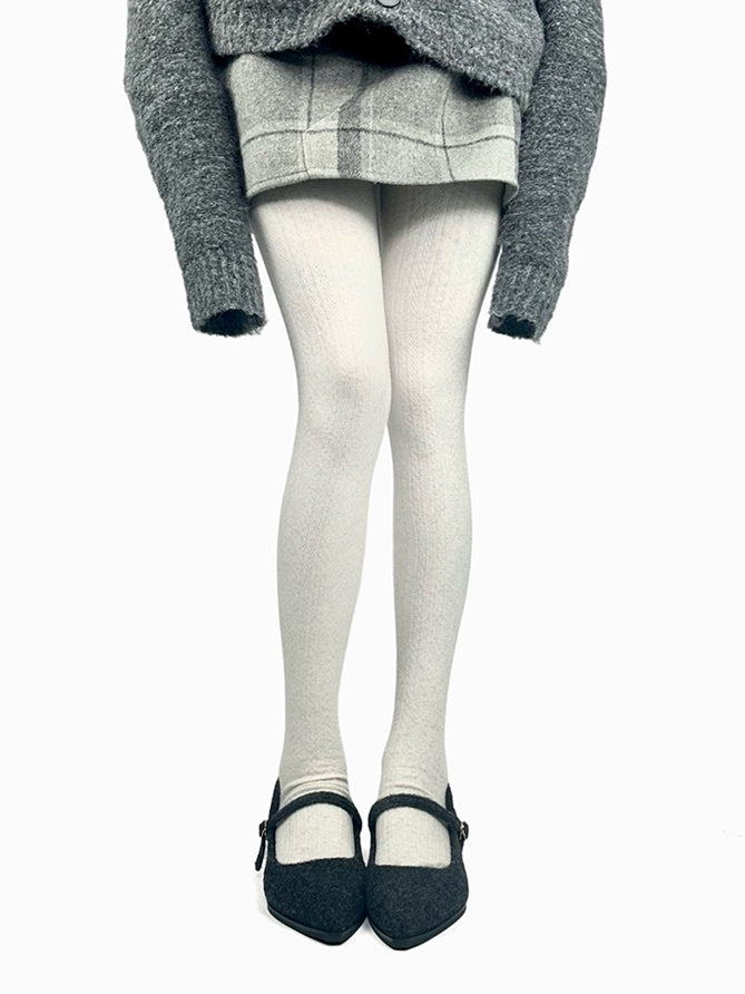 ブラウン/ダークグレー/ライトグレー/ホワイトのコットン製冬用タイツ