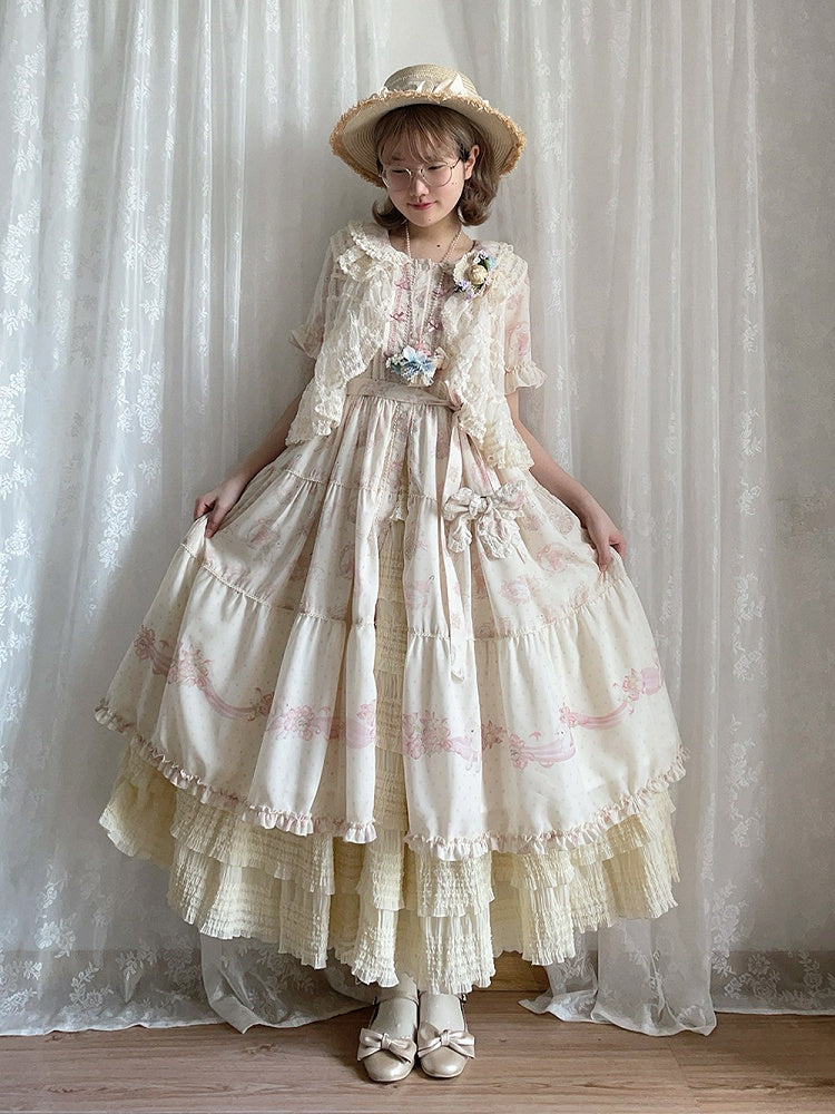 Pink Floral Lamb Print Casual Dress - Miss Point