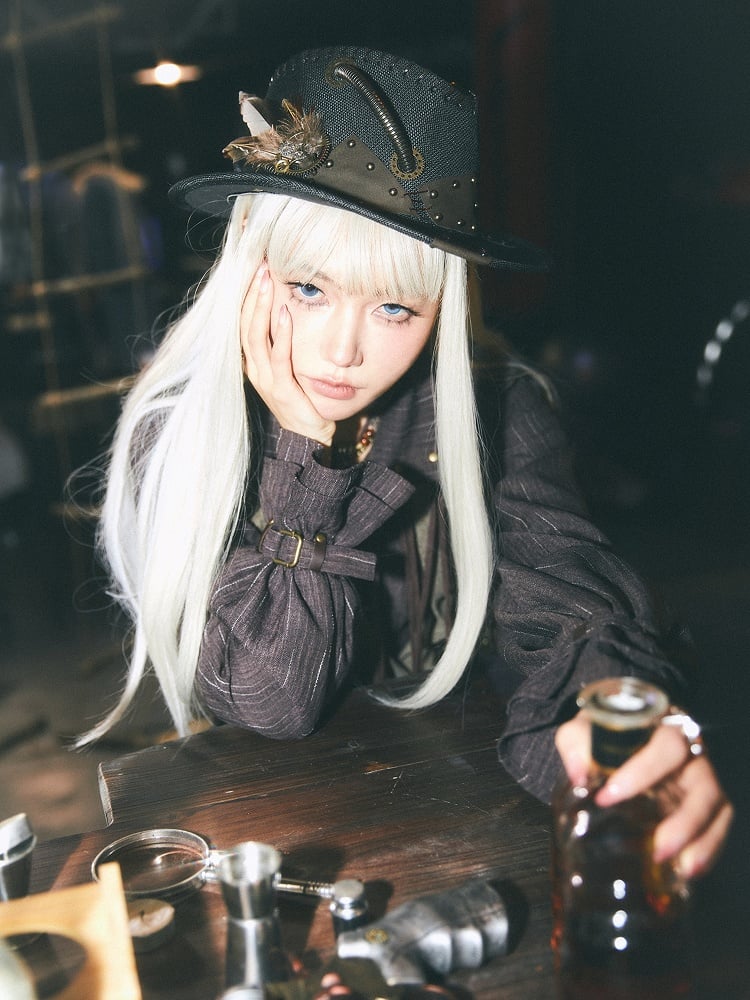 Hat Cowboy Decorated With Gear Steampunk Bronze Black