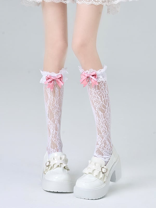 Decoration 3 Socks Lace Calf Kei Bow Jirai Colors