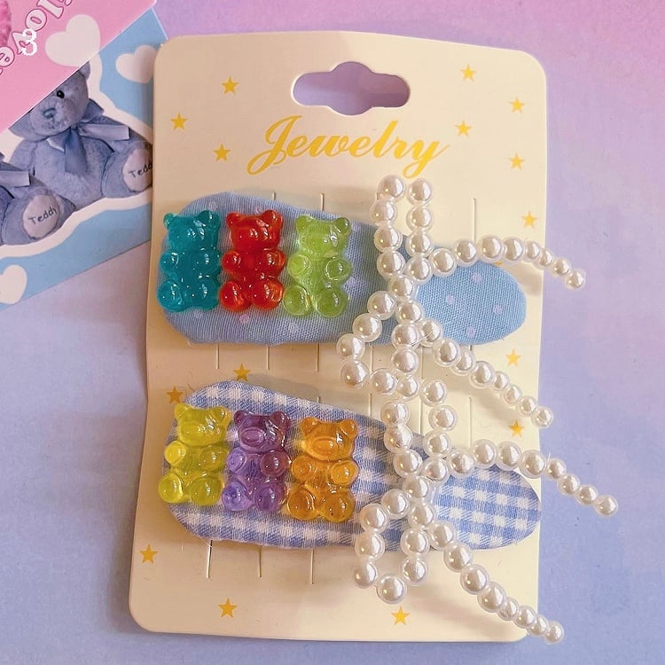 Bär Optionen 3 Haarspangen Design Details Bowknot