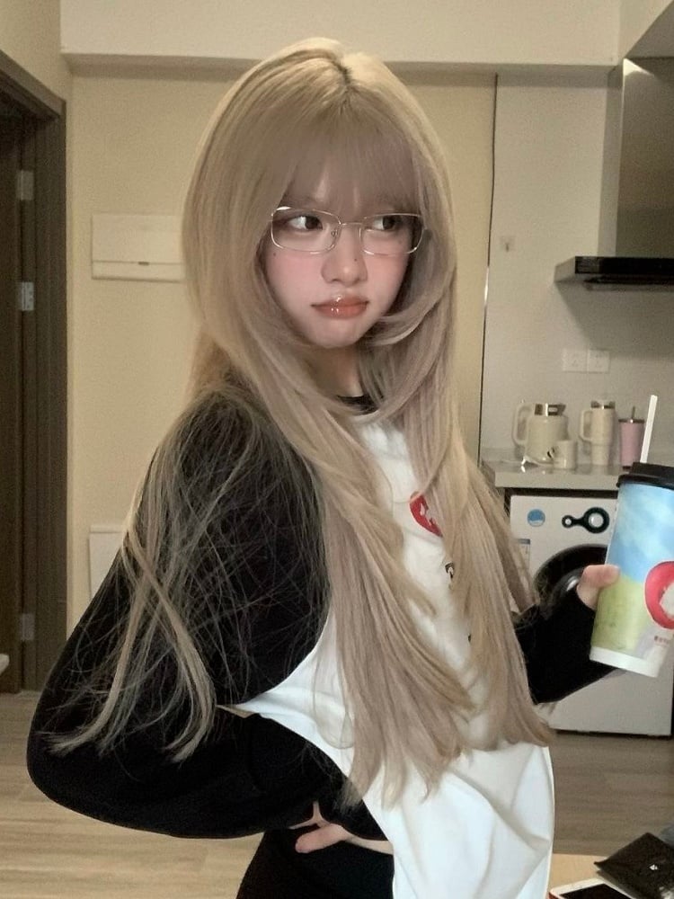 Wig 60CM Dusty Straight with Bangs Brown Full
