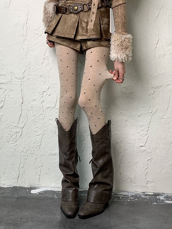 ゴシックヌードY2K水玉模様タイツ
