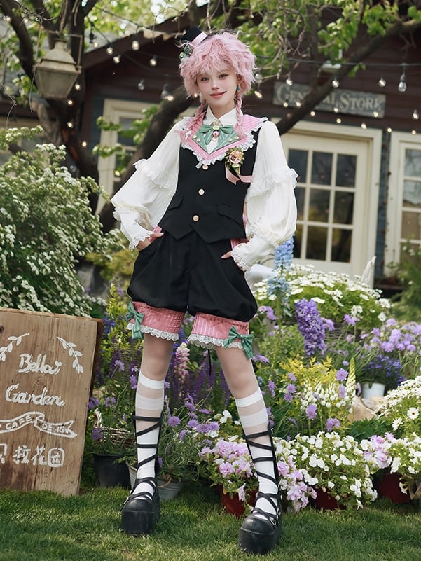 Sleeves Foldover Collar Lolita Ouji Pointed Long Creamy Shirt