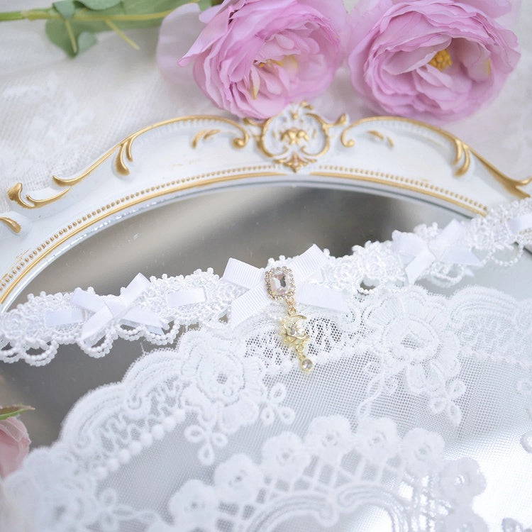 Jirai with Colors Star Bow Choker Moon 5 and Kei Rhinestones