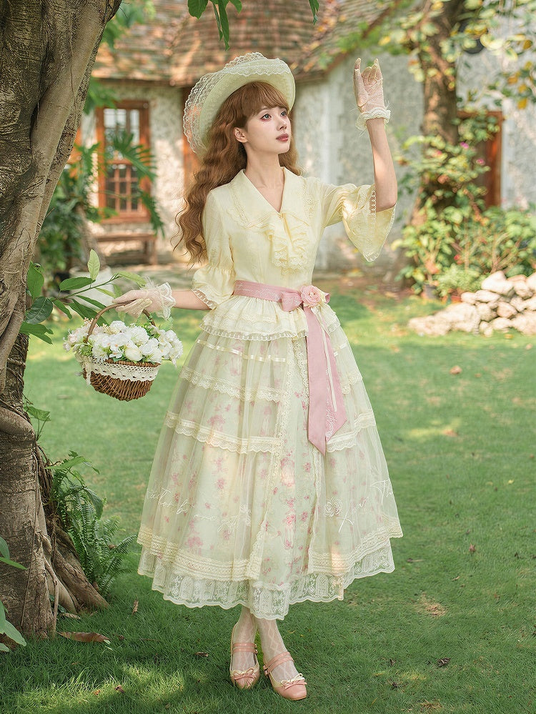 Pink Waist Belt with Rosette Embroidery - With PUJI