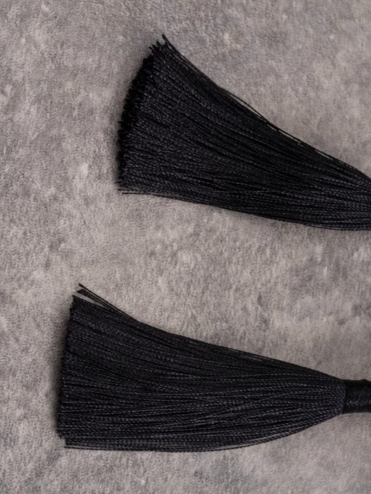 Black Tassels Design Decorated Hairclips Beaded Gothic Bowknot