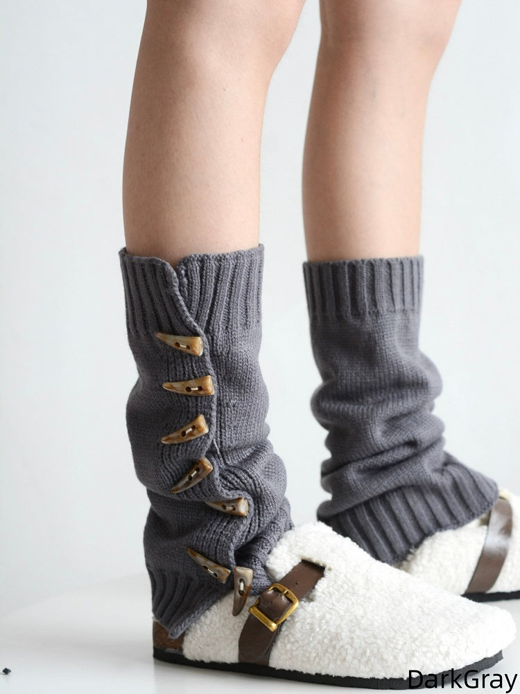 Button Horn Leg Warmers 6 Side Retro Knitted Colors