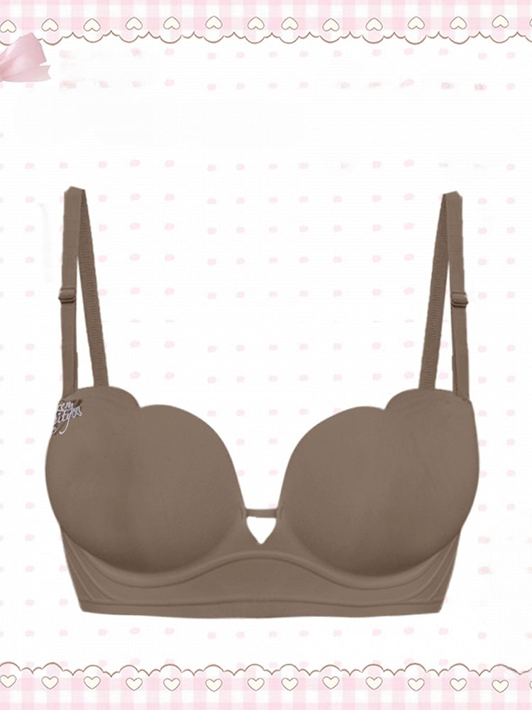 Comfort - Padded Seamless Bra Kawaii for Daily Non-Slip 6cm Brown