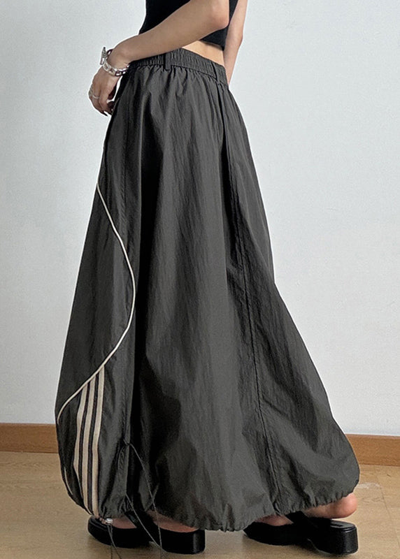 伸縮性のあるカジュアルスカート アーミーライン A 夏 ウエスト ドローストリング グリーン