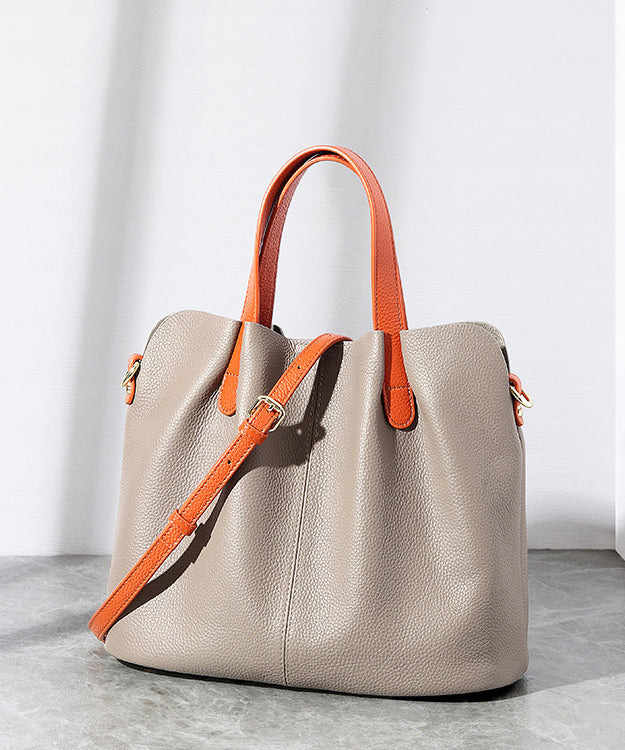 Robuste, vielseitige, edle Tragetasche aus Kalbsleder in Grau