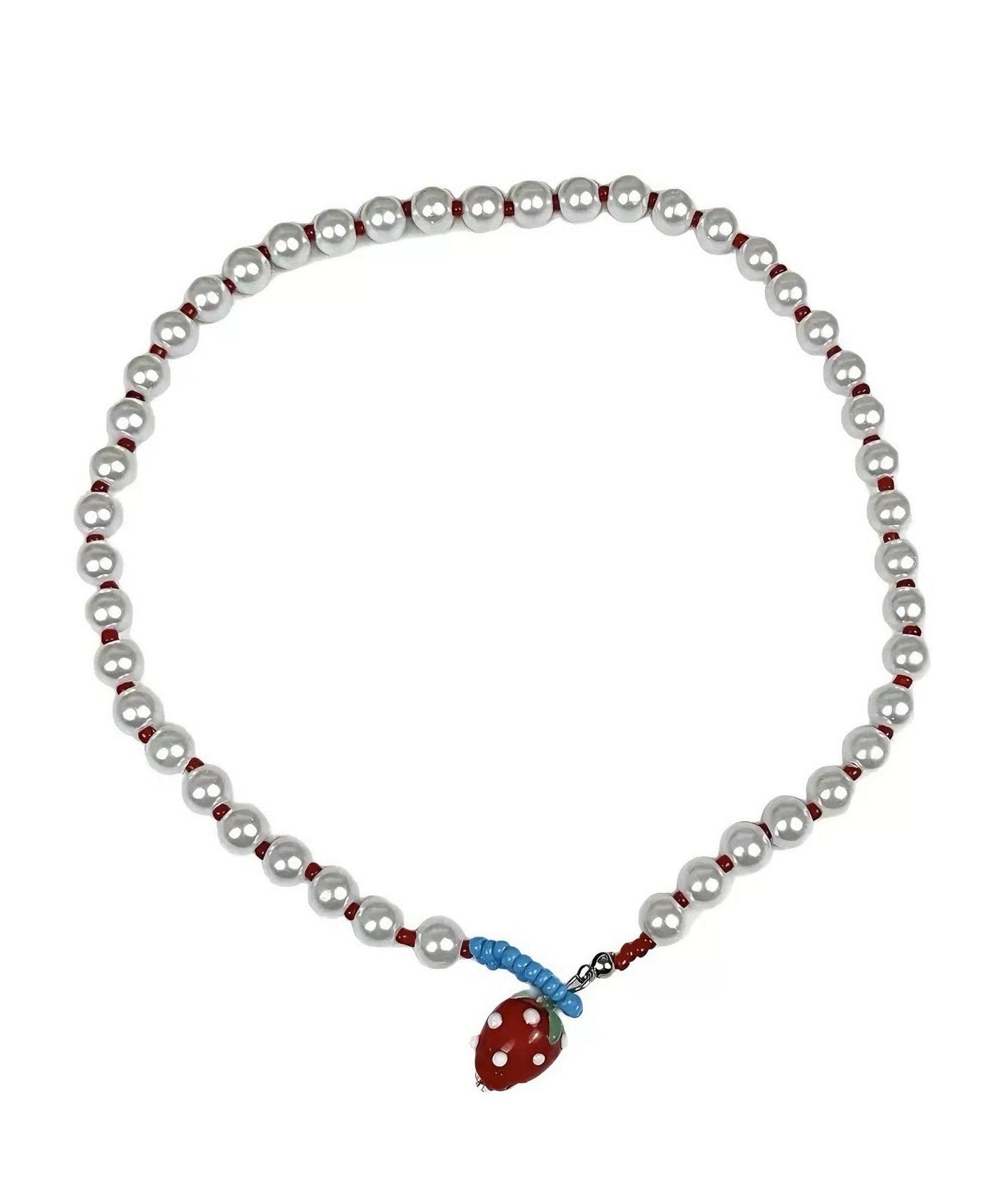 Perle Erdbeeren Prinzessin süße Legierung Halskette weiß