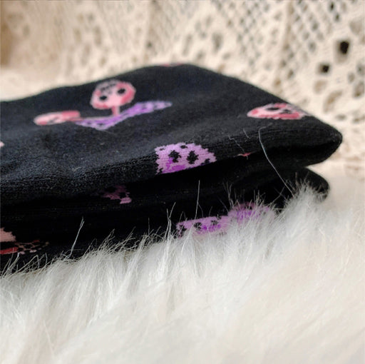 Black Skeleton Cherry Lolita Overknee Stockings