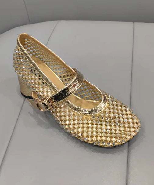 Black Splicing Shoes Zircon Fashion Breathable Mesh Chunky