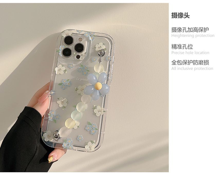 Hülle Strap Transparent Floral Phone