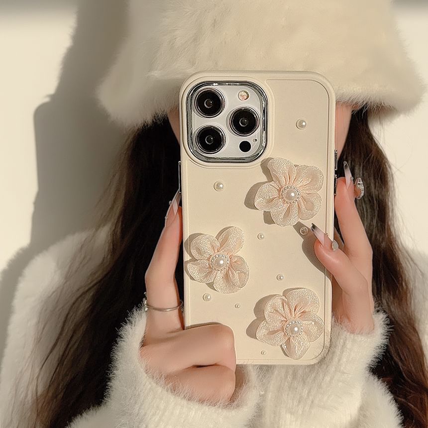 Phone Case Floral Pearl Faux