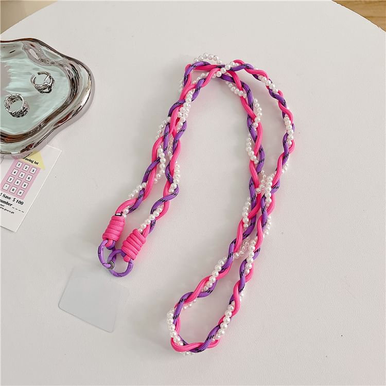 Pearl Braided Pad with Faux Lanyard Phone
