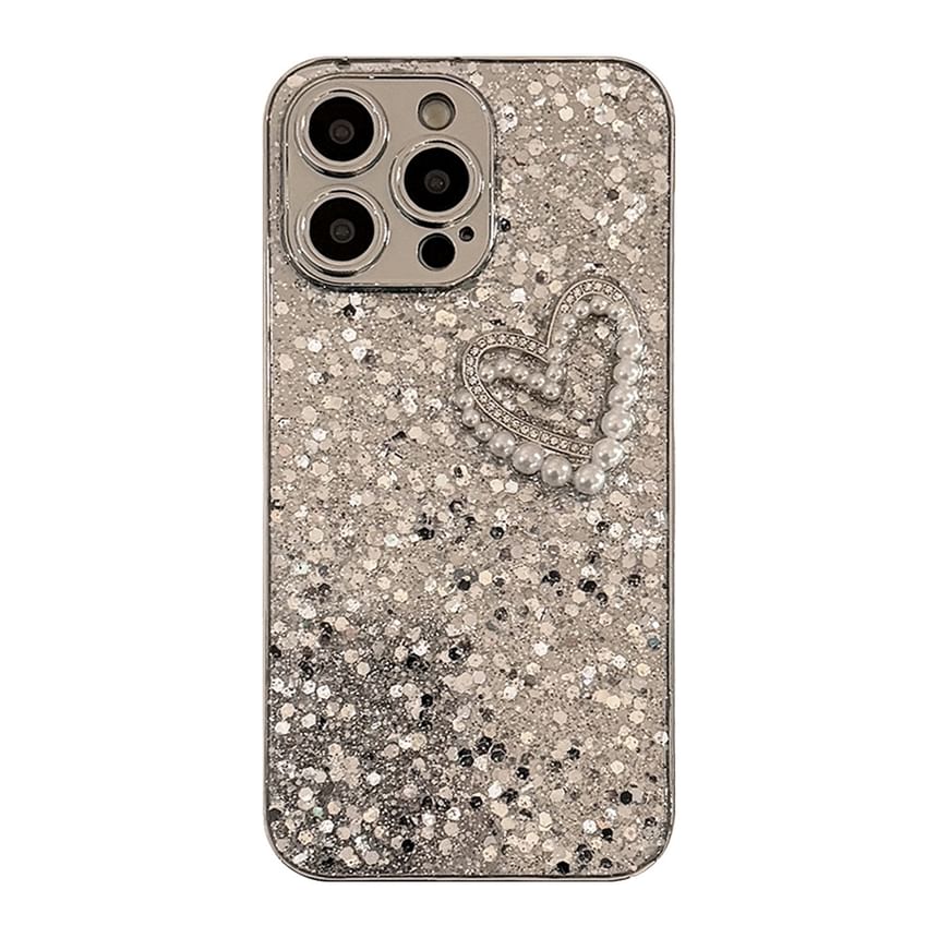 Case Phone Heart Faux Pearl