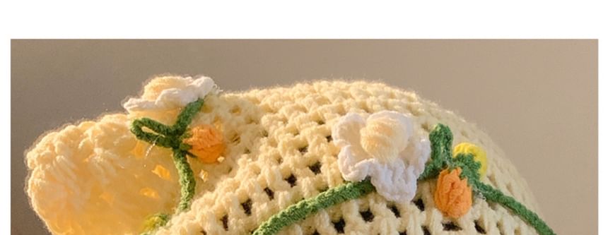 ボンネット花柄クロシェヘアハットタイ /