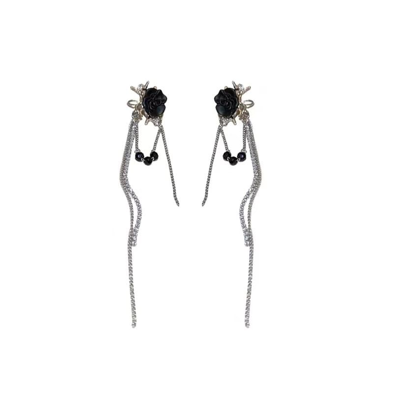 Earring Clip-On CZ Dangle Flower