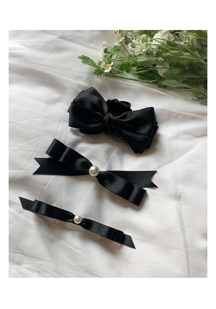 Clip Faux Pearl Bow Hair