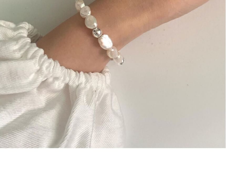 Sterling Beaded Pearl Bracelet Silver Faux 925