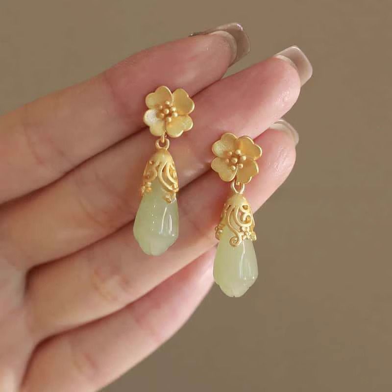 Gemstone Alloy Earring Drop Faux Floral