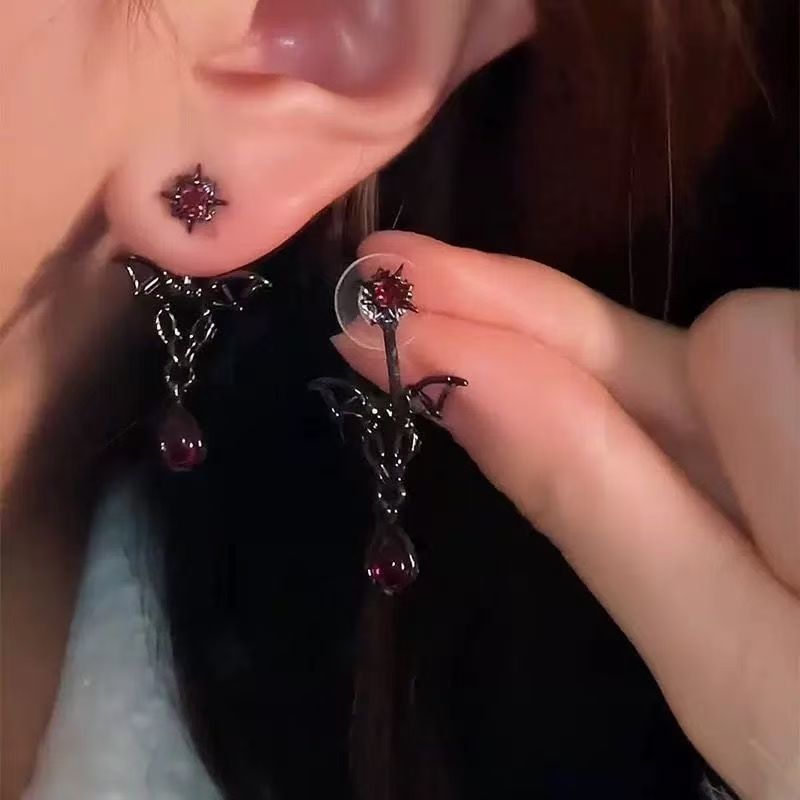 ラインストーン合金ダングルイヤリングバット