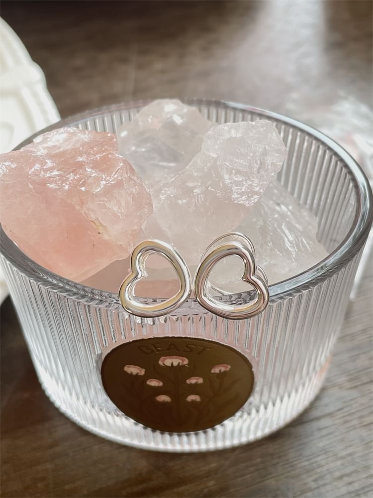 Silver Leverback Sterling Heart Stud Ear