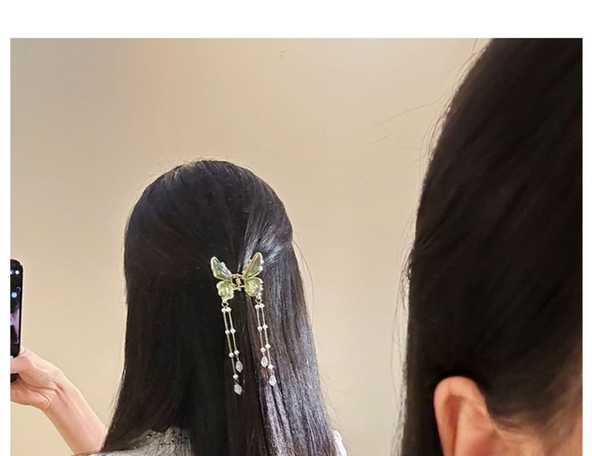 Perlenkralle Kunsthaar Schmetterling Fransen