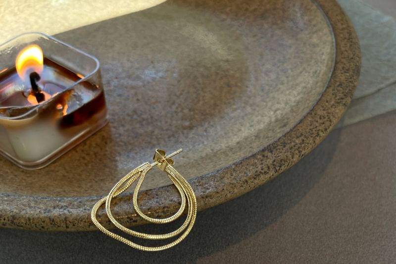 925 mehrlagiger Sterling-Silber-Creolen-Ohrring