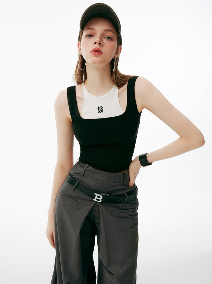 Faux Zweiteiler Tops Logo Tank