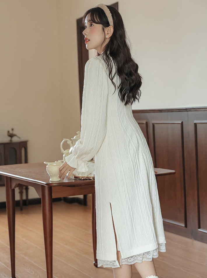 China Rippstrickkleid lang