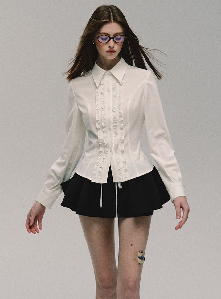 フリルデザインセンターシャツ ウェストマーク