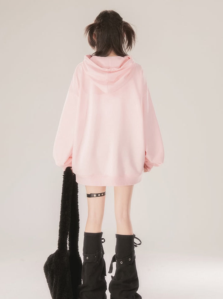 Pull Loose Pink Over Sweatshirt