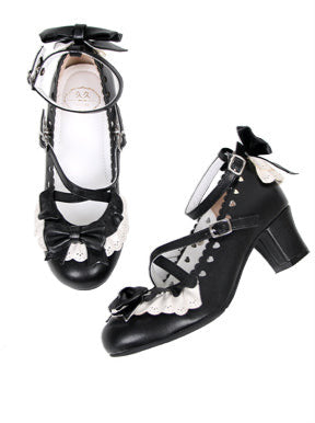 Shoes Heel Lace Elegant Original Lolita Mid
