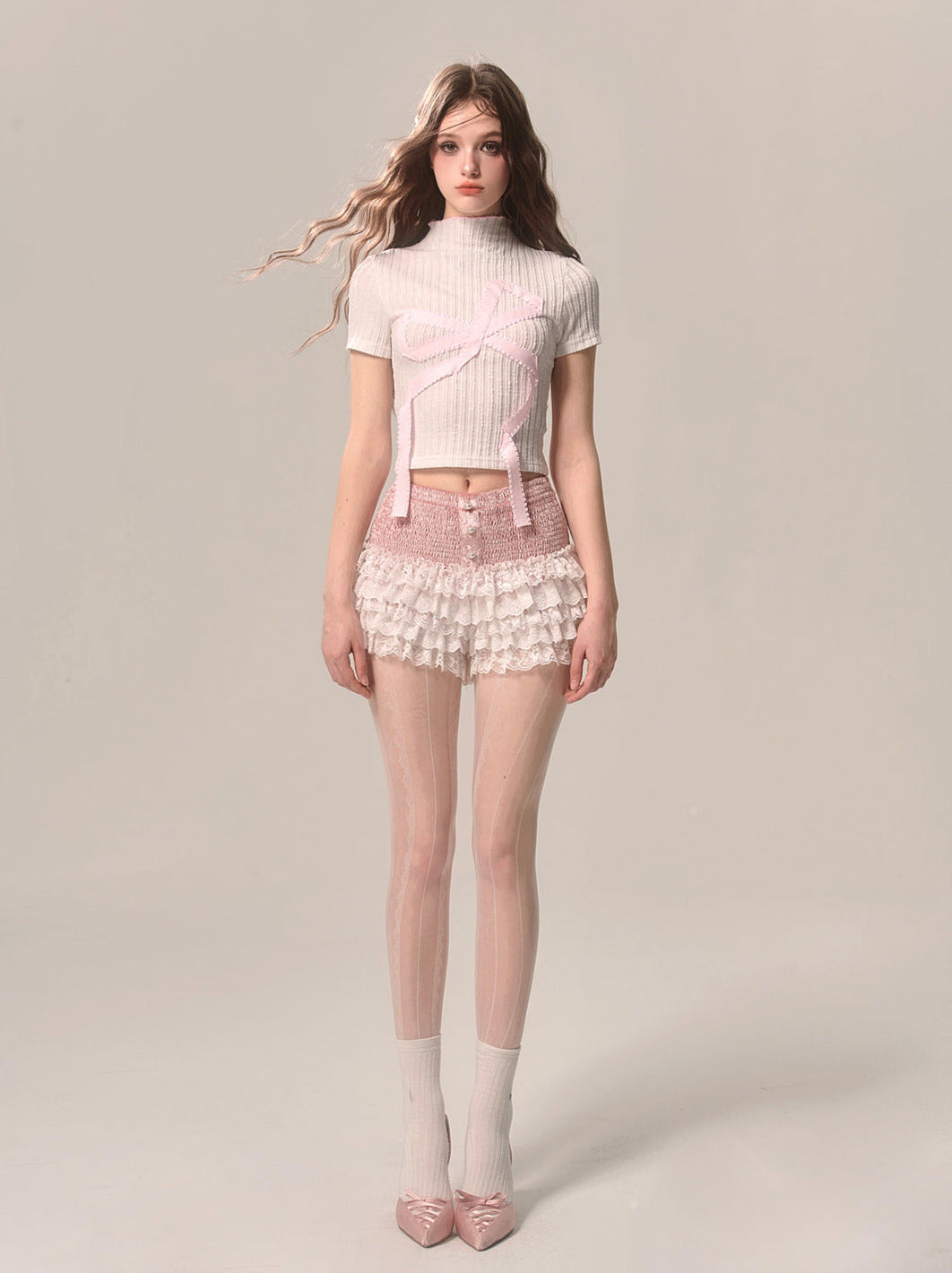 ネックスイートビッグショートアメリカンTシャツハイリボン