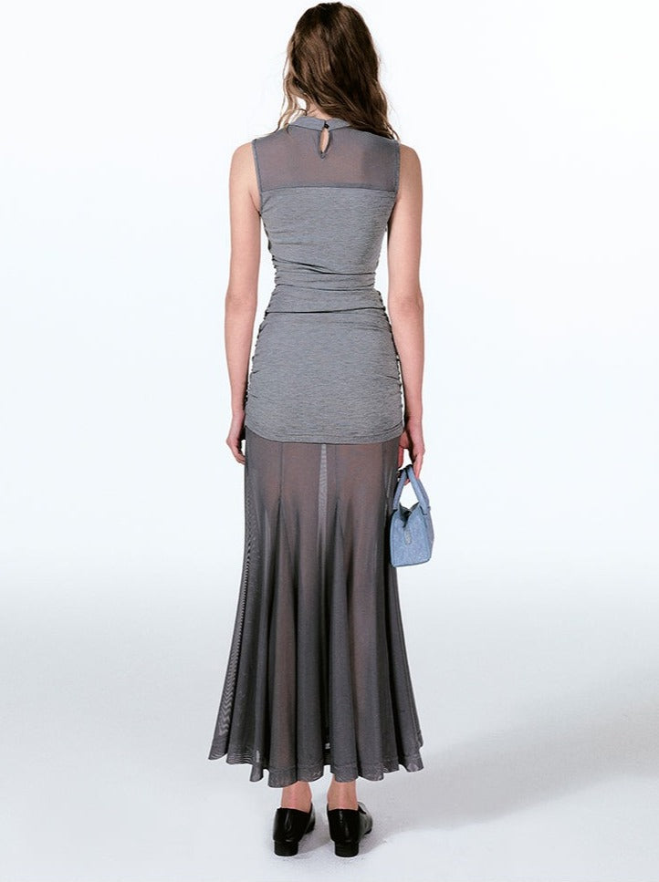 ノースリーブドレス ミント キラキラ クール シアー